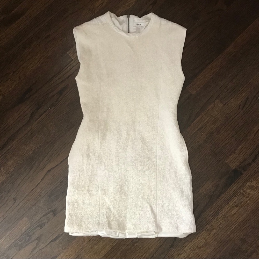 Helmet Lang cream textured sleeveless pocket dress